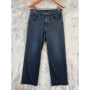 Mother Jeans 30 Black Night in Venice Mid Rise Rambler Zip Ankle Wide Straight